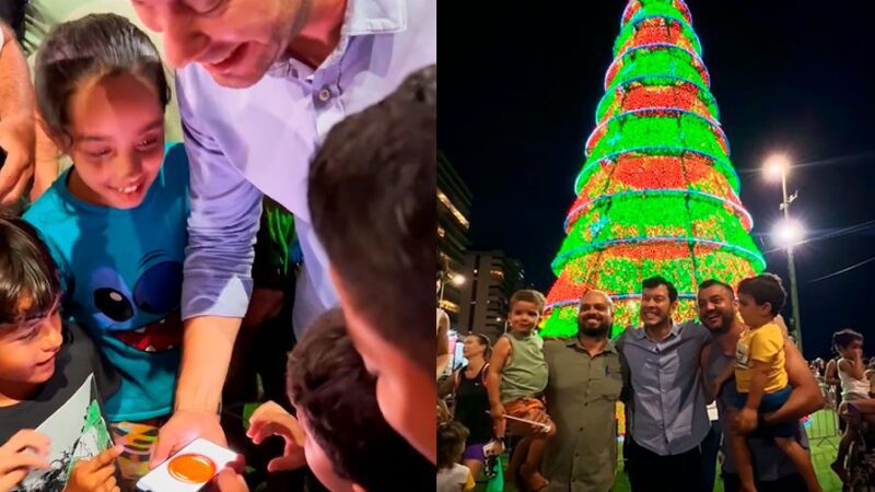 Vila Velha entra no clima: árvore gigante da Praia da Costa ganha iluminação especial e interação com crianças