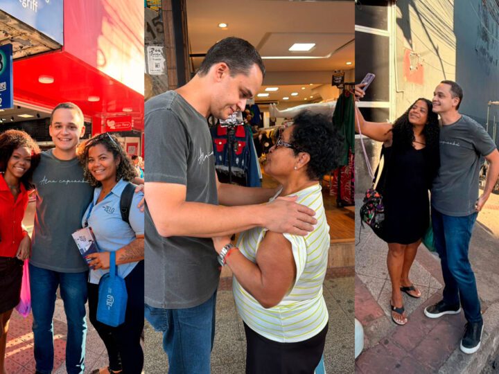 Pazolini ovacionado na Expedito Garcia, em Cariacica.