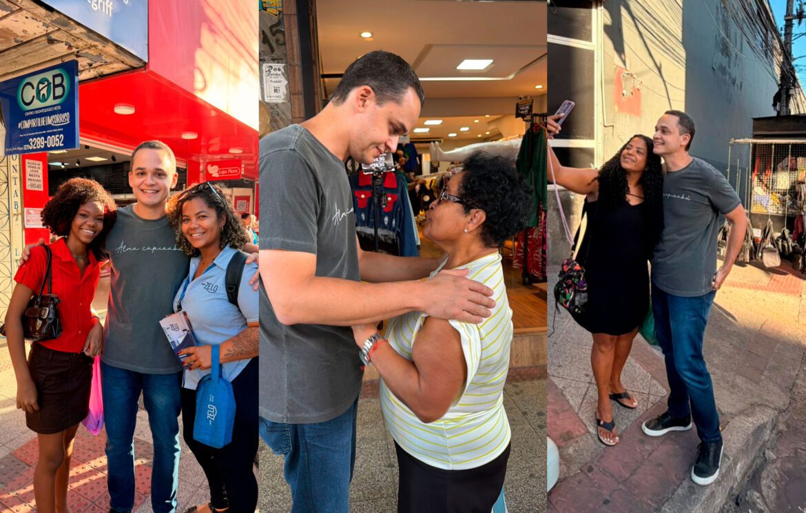 Pazolini ovacionado na Expedito Garcia, em Cariacica.