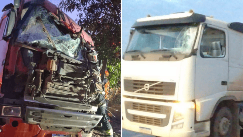 Acidente entre duas carretas deixa um ferido e complica trânsito na BR-101, em Linhares