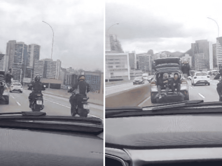 Homens são flagrados no porta-malas de carro em movimento na Terceira Ponte
