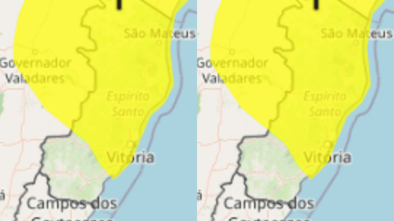 Inmet emite alerta de chuva forte e ventos intensos no Espírito Santo