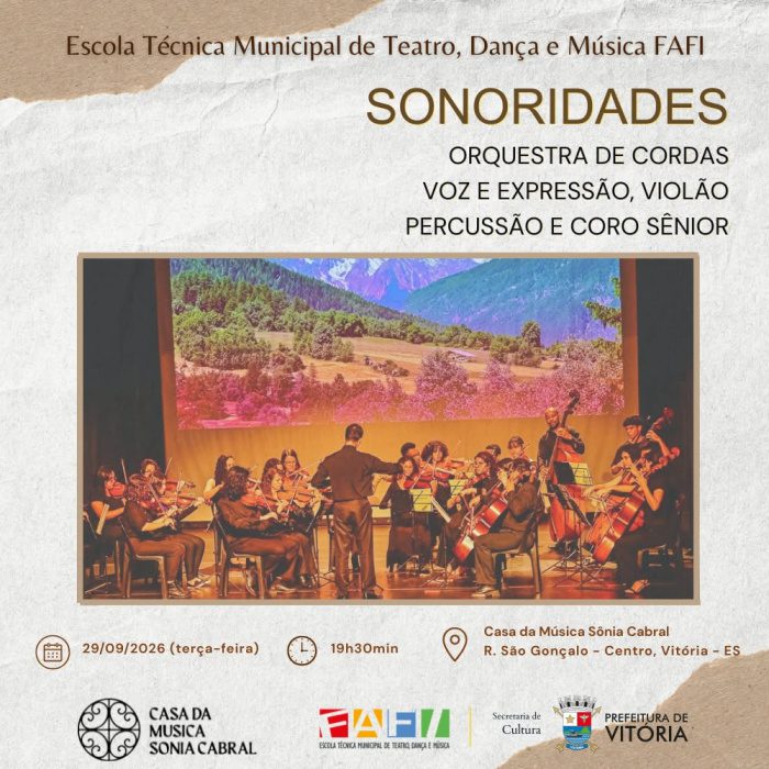 Estudantes da Fafi apresentam espetáculo musical gratuito nesta terça em Vitória