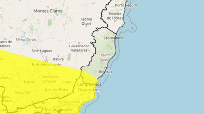 Alerta de tempestade vale para 17 cidades do Espírito Santo