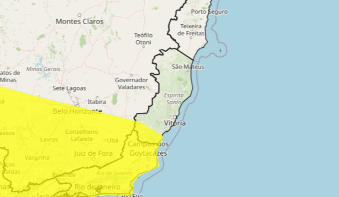 Alerta de tempestade vale para 17 cidades do Espírito Santo