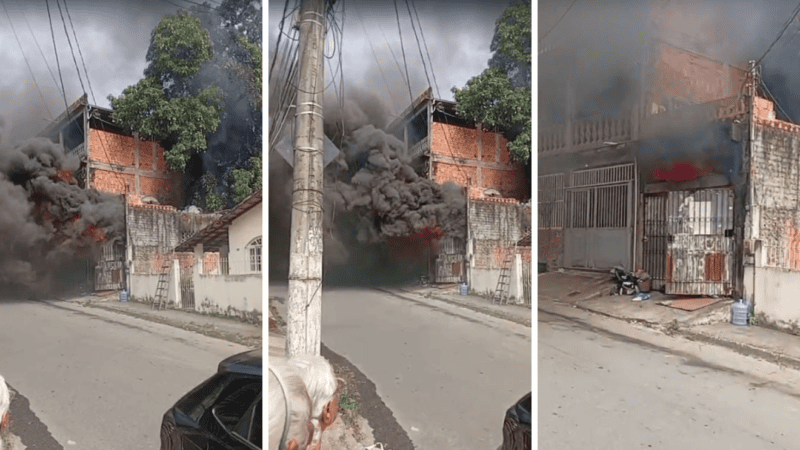 Homem é socorrido após incêndio em casa em Cariacica