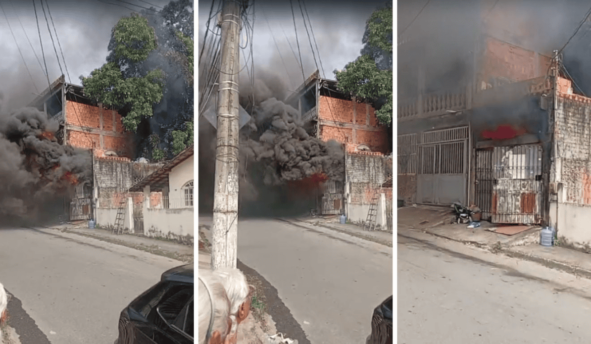 Homem é socorrido após incêndio em casa em Cariacica