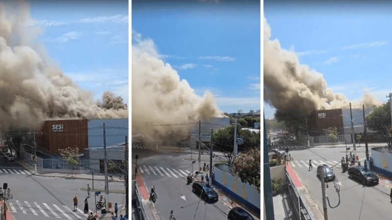 Incêndio atinge teatro do Sesi em Jardim da Penha, em Vitória