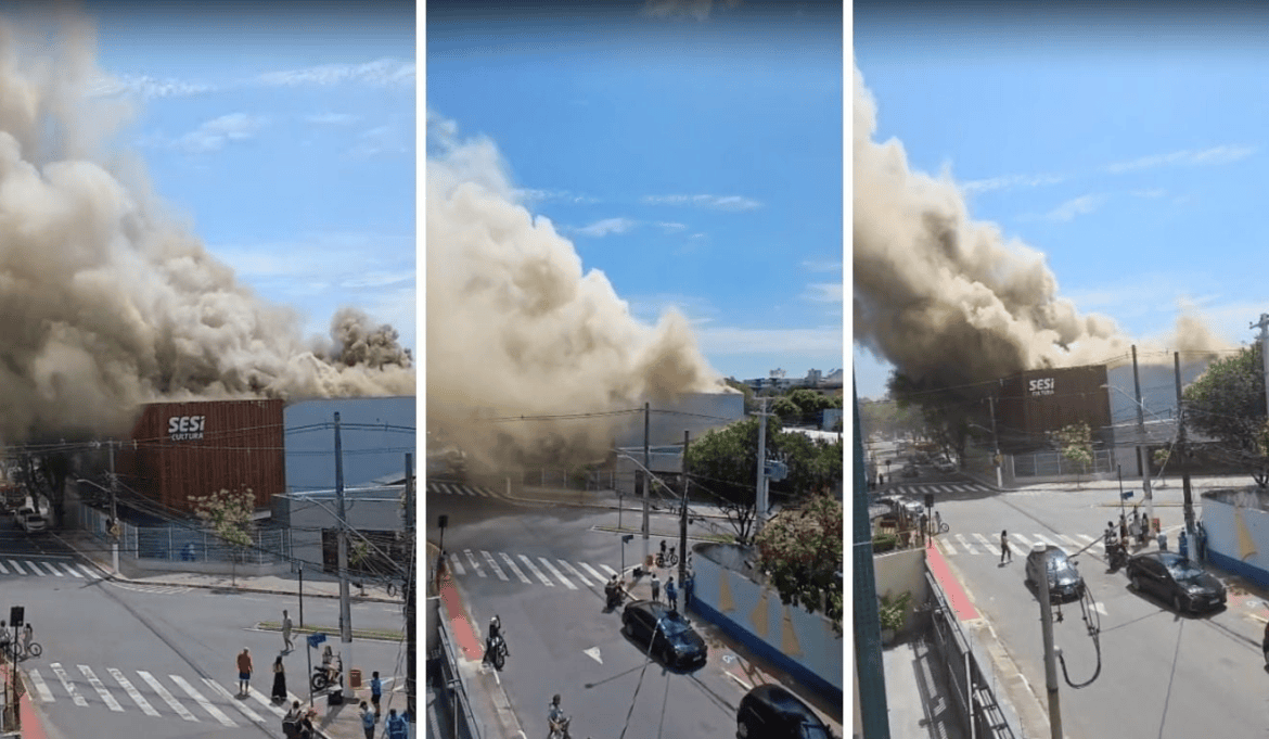 Incêndio atinge teatro do Sesi em Jardim da Penha, em Vitória