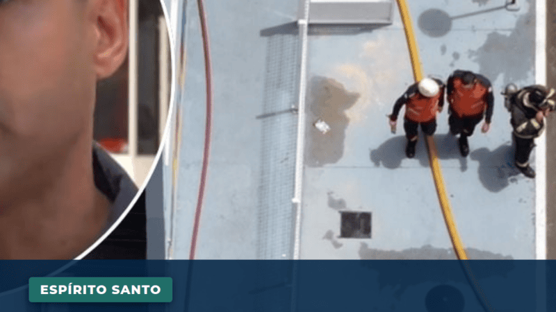 Trabalhadores inalam fumaça durante combate a incêndio no Sesi de Vitória