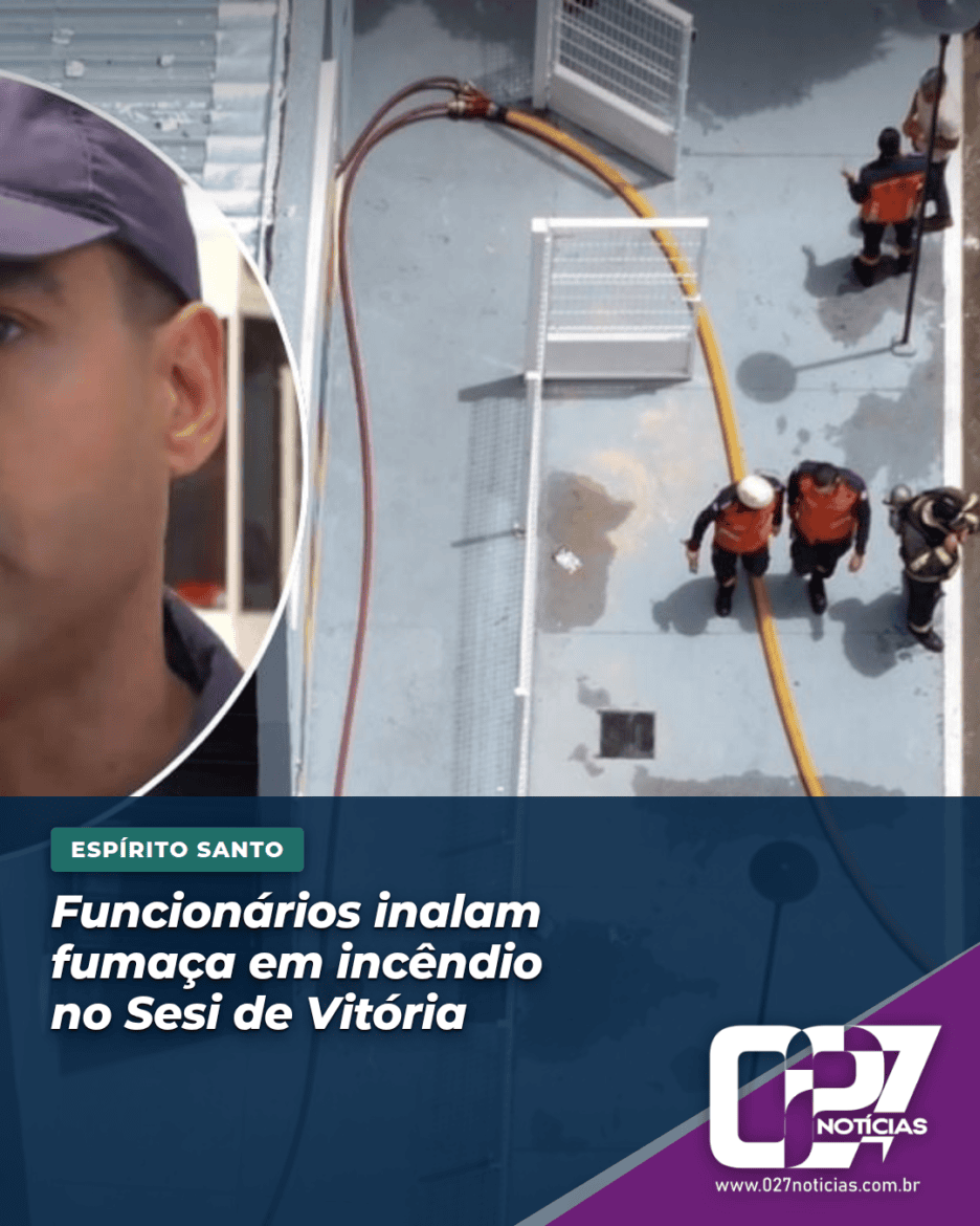Trabalhadores inalam fumaça durante combate a incêndio no Sesi de Vitória