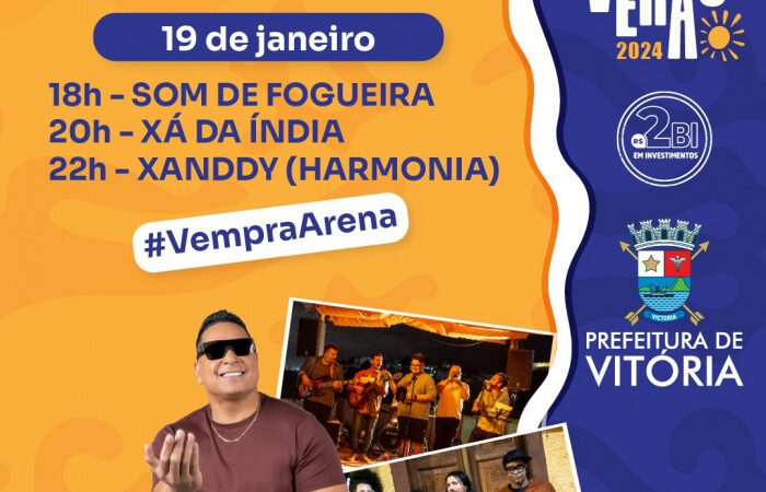 Arena de Verão 2024 mescla ritmos com Xanddy e nomes da música gospel